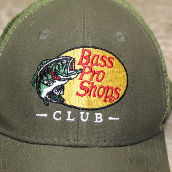 Bass Pro Shops Club Hat Snapback Trucker Olive Green Mesh Adjustable - Picture 5 of 8